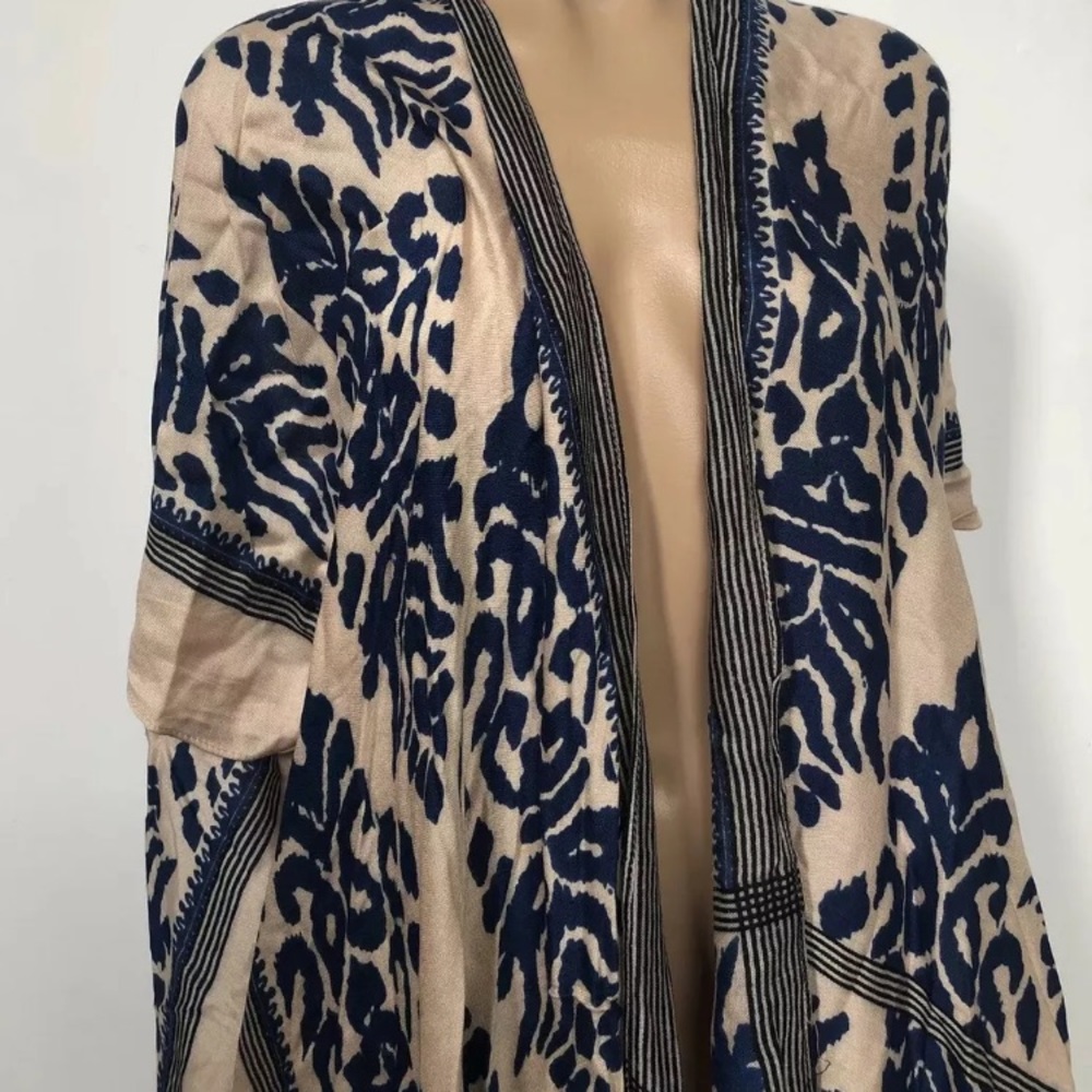 Macchia di Ruggine Navy & Beige Boho Kimono NEW NWT One Size Fits Most - Picture 6 of 8